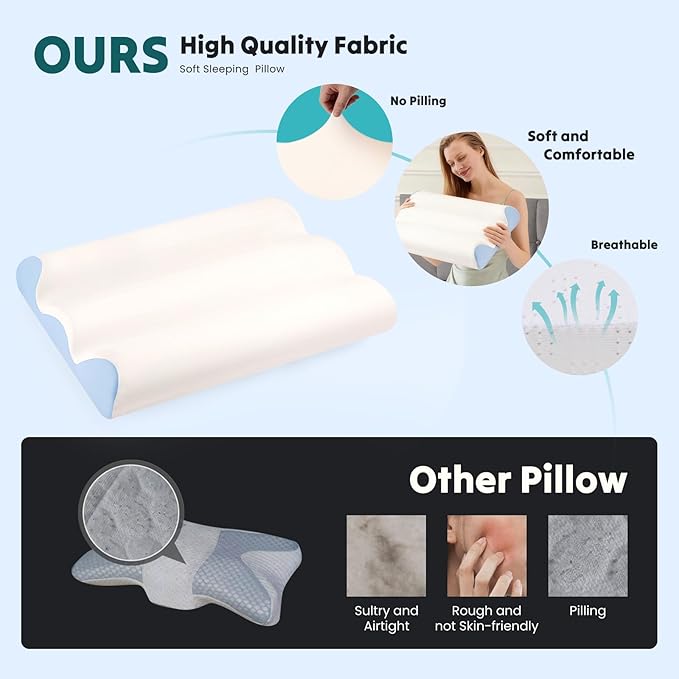 DUMOS Cervical Pillow for Neck and Shoulder, Contour Memory Foam Pillow - Image 2
