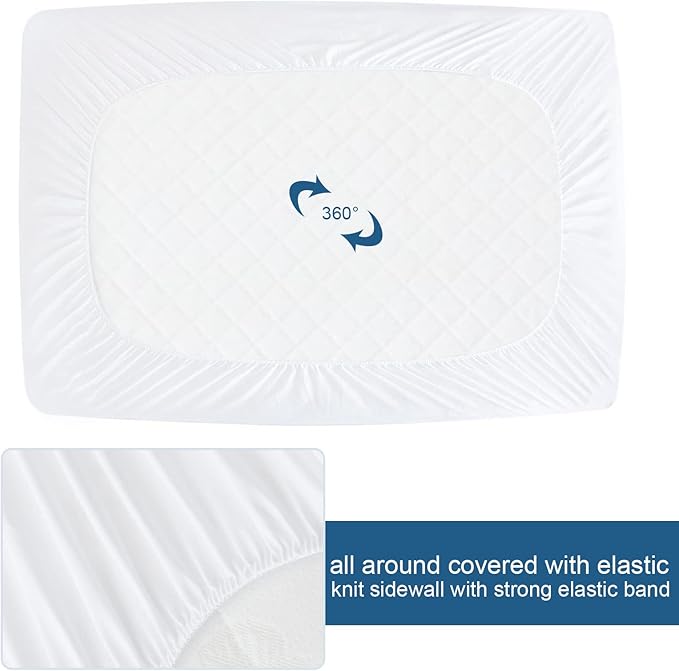 2 Pack Twin Mattress Protector Waterproof Premium Terry Twin Bed Sheets Fitted - Image 4