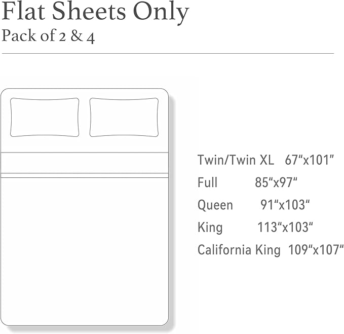 California King Size Flat Sheet 2 Pack, 100% Cotton Percale Flat Bed Sheet - Image 5