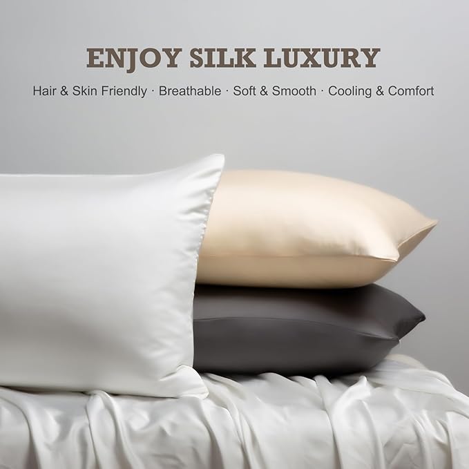 BPC 100% Mulberry Silk Pillowcases 2 Pack, Grade 6A ClimaSilk™ Silk Pillow - Image 5