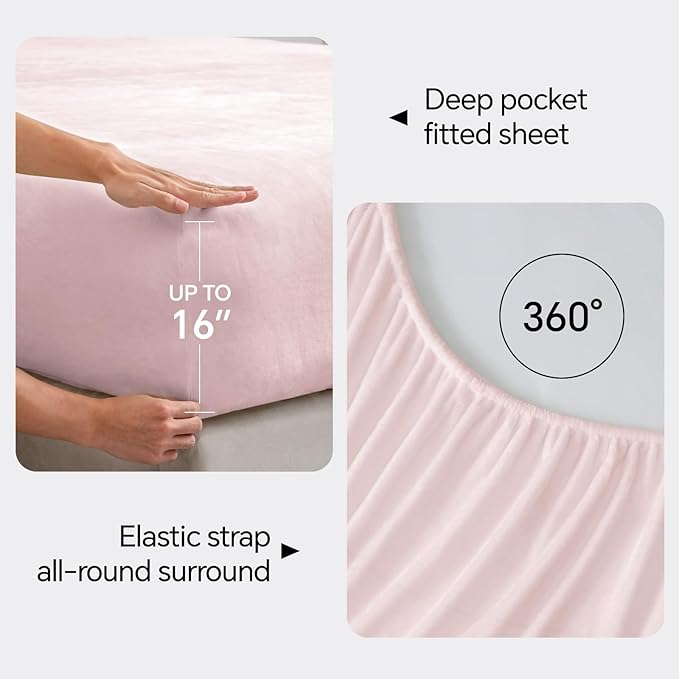 BEDELITE Flannel Sheets King Size Pink - Image 4