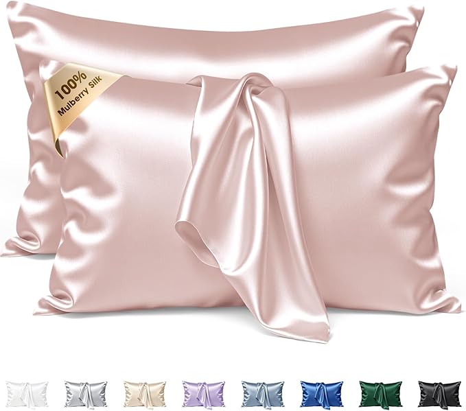 Silk Pillow Cases 2 Pack Standard Size Mulberry Silk Pillowcase Set of 2 by BRINGYOUTHEBEST