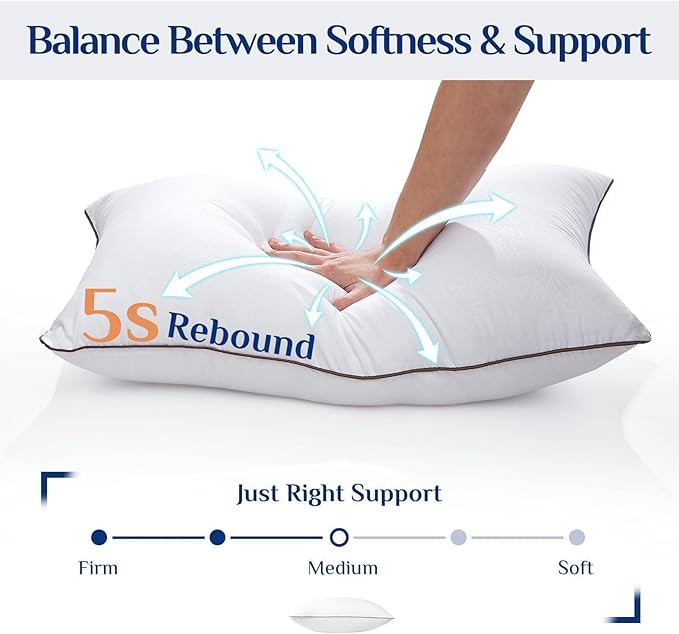 JOLLYVOGUE Standard Pillows Set of 2, Cooling and Supportive Pillows Full Size - Image 5