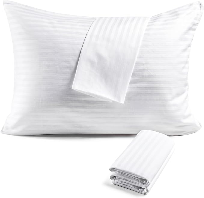 FAUNNA 600TC 100% Cotton Pillow Protectors, Queen Size, 4 Pack, Oeko-TEX by FAUNNA