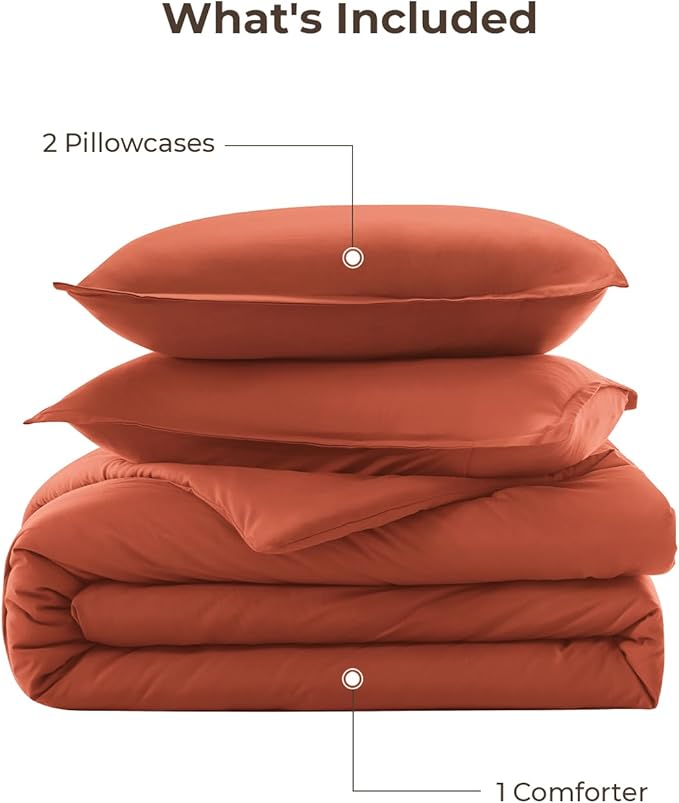 Litanika Oversized King Comforters Burnt Orange Super King Plus Size, 3 Pieces - Image 7