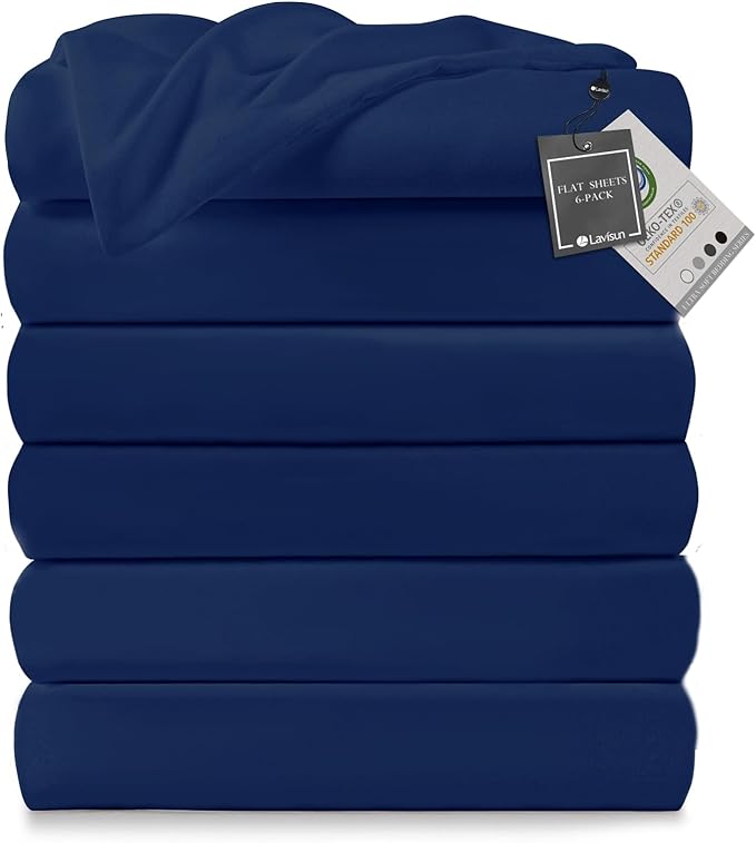 Lavisun King Flat Sheets 6 Pack, Brushed Microfiber Bed Sheets, Soft & by Lavisun