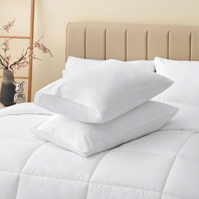 CozyLux Queen Comforter Set White, 7 Pieces Bed in a Bag, All Season Bedding - Image 8