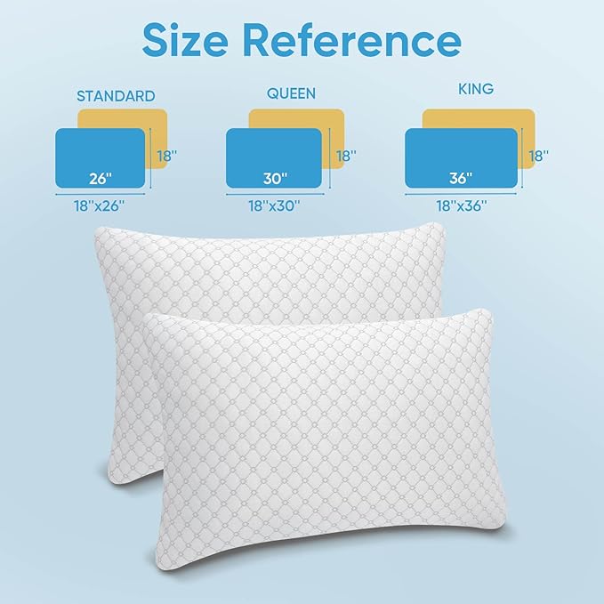 OAISZ Shredded Memory Foam Pillows, Bed Pillows King Size Set of 2, Cooling - Image 8