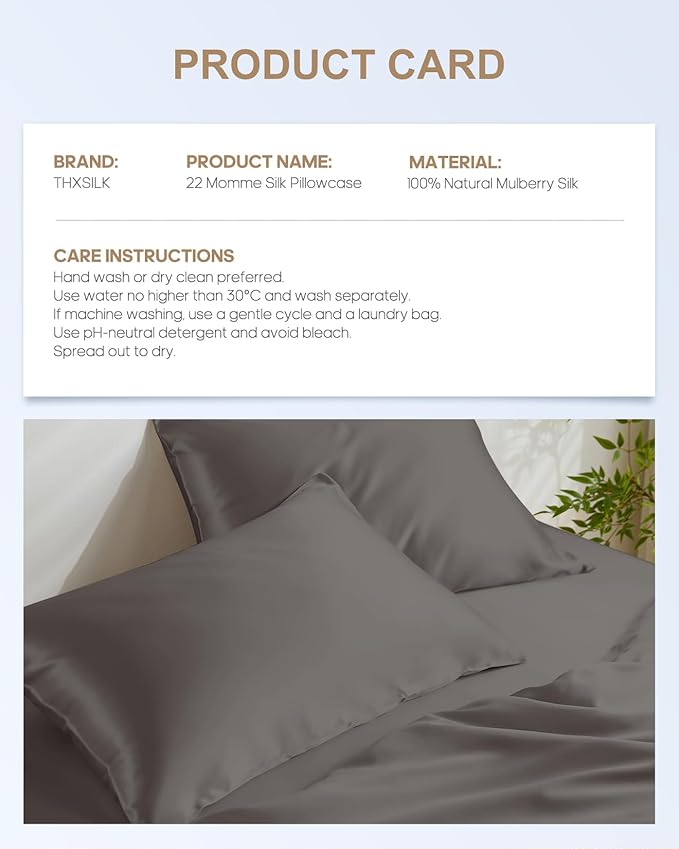 THXSILK 100% Pure Mulberry Silk Pillowcase, 22 Momme 6A+ High-Grade Fibers - Image 8
