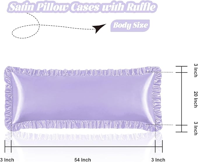 Homiest Ruffle Satin Body Pillow Cover, Silky Satin Body Pillowcase - Image 3