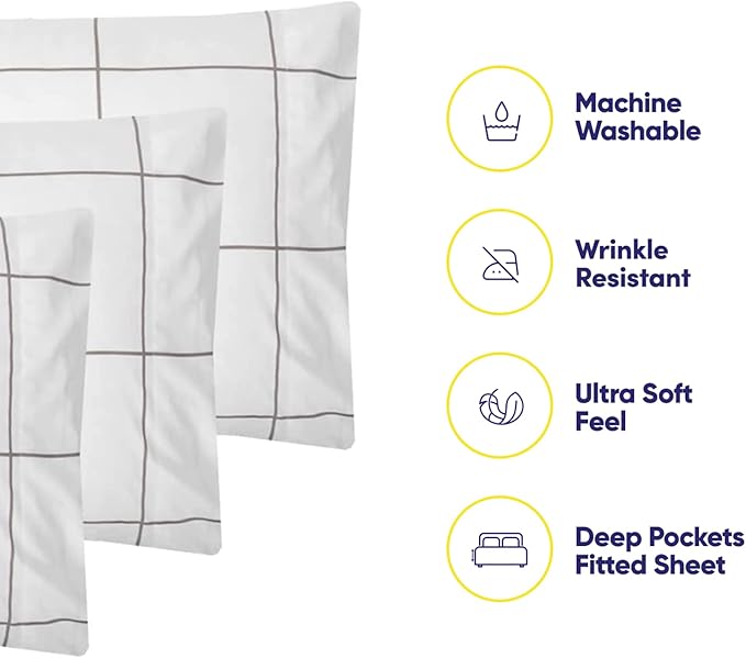 Queen Sheets Window Pane White - Image 3