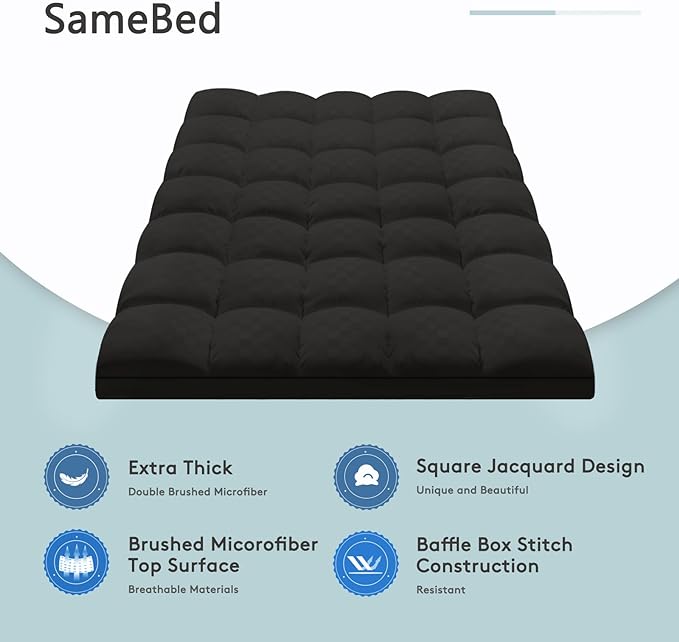 SameBed Mattress Topper King, Extra Thick Mattress Pad Cover - Image 2