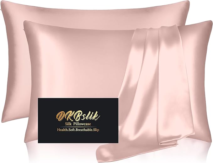 Silk Pillowcase 2 Pack, Natural Mulberry Silk Pillow Case, Anti Acne Silk by HOME