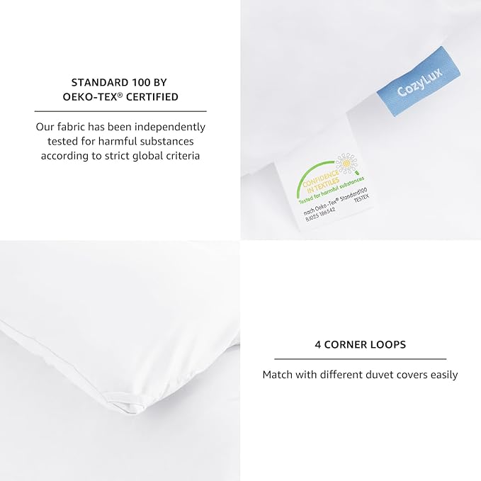 CozyLux California King Comforter Set White, 3 Pieces Cal King Solid Breathable - Image 5