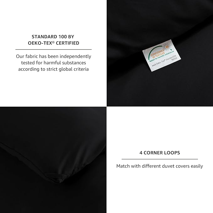CozyLux Queen Comforter Set Black, 3 Pieces Solid Comforters Queen Size - Image 5