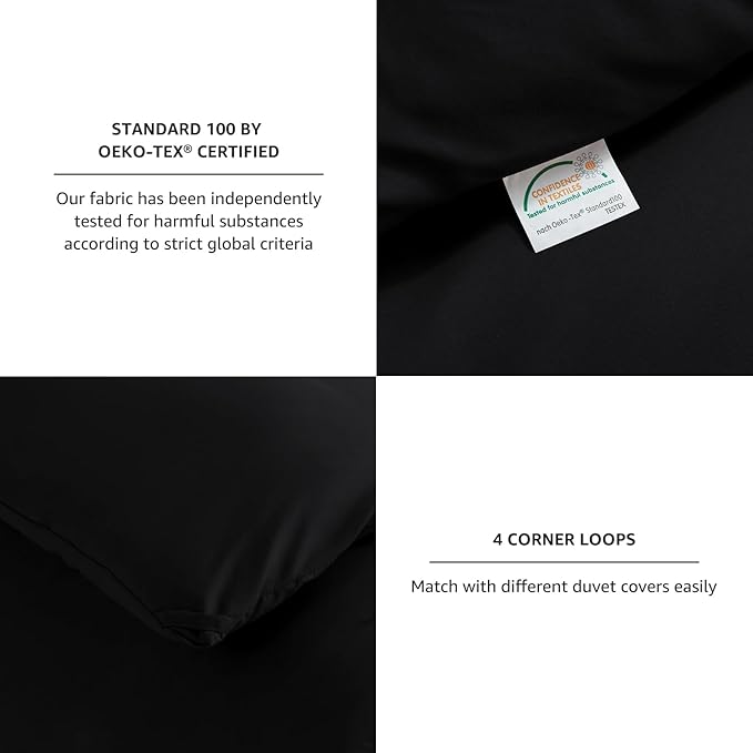 CozyLux Oversized King Comforter Set Black, 3 Pieces 120x98 Solid Breathable - Image 5