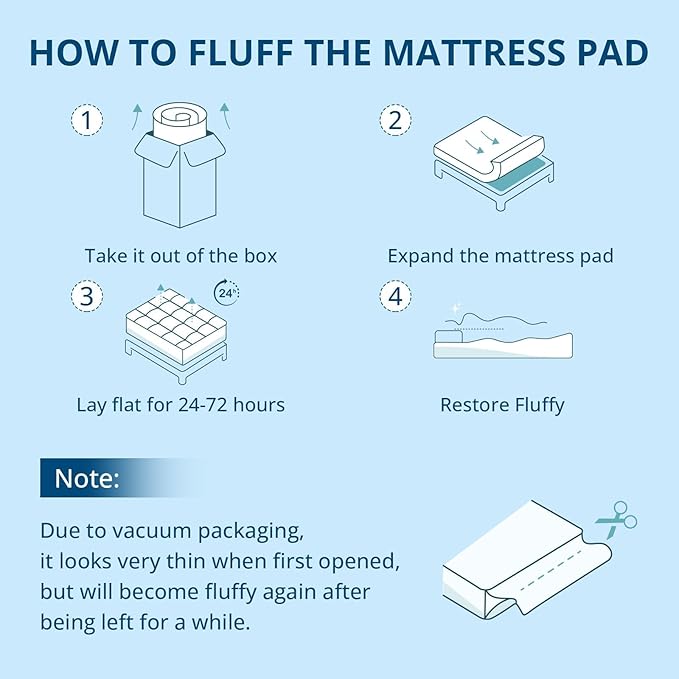 YUGYVOB Mattress Pad Extra Thick, and Breathable Full Size Mattress Topper - Image 8