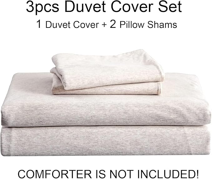 PURE ERA Jersey Knit Duvet Cover Set 100% T-Shirt Cotton Super Soft Comfy 3pc - Image 6