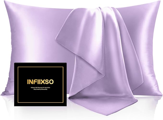 INFIIXSO Silk Pillow Cases 2 Pack Standard Size, Ultra Smooth & Soft Mulberry by INFIIXSO