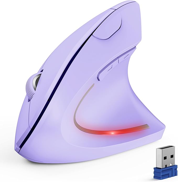 TECKNET Ergonomic Mouse, Wireless Bluetooth Vertical Mouse, 4800 DPI Optical Tracking, 6 Adjustable DPI, Quiet Clicks, 2.4GHz with USB A Receiver, 12 Months Battery, 6 Buttons, Wide Compatibility-DeskoryOffice