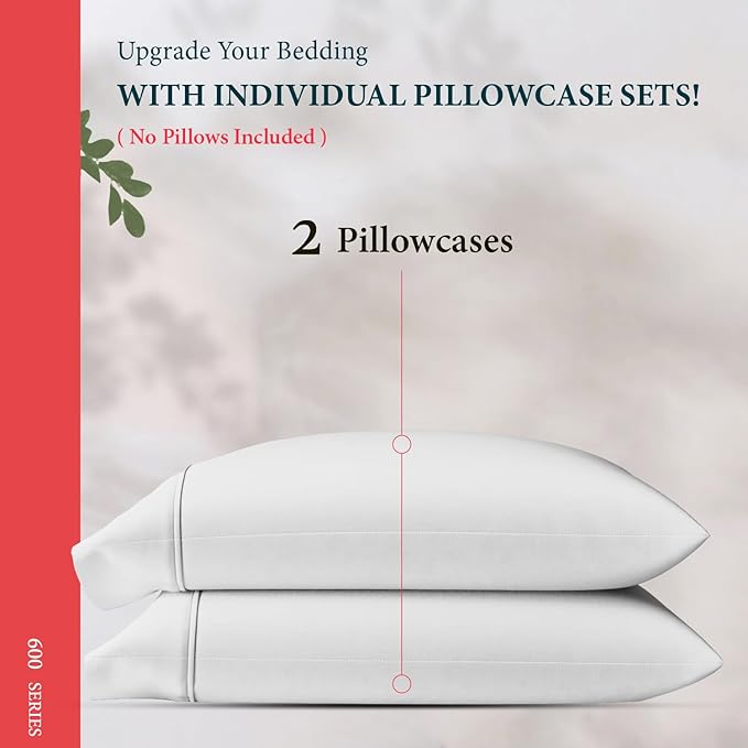 100% Egyptian Cotton King Pillow Case Set of 2 - Image 3