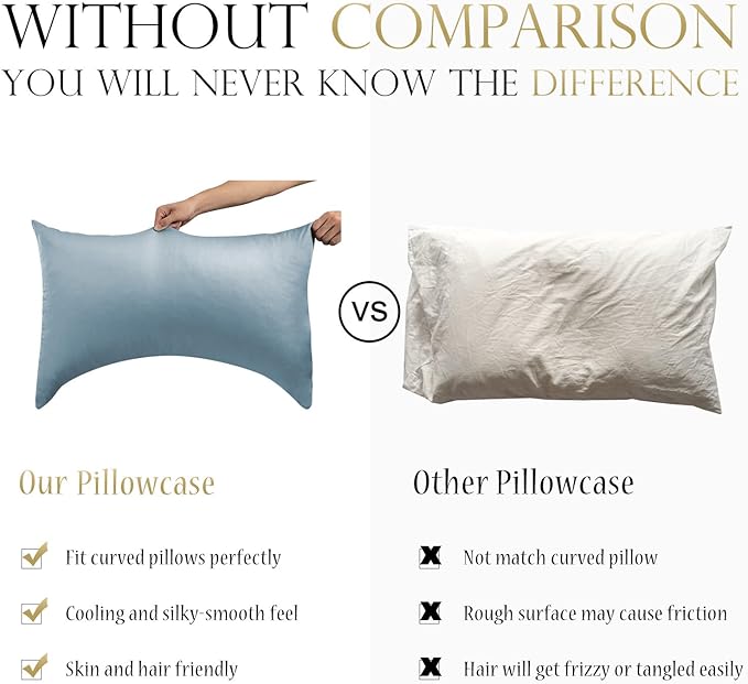 Cooling Crescent Curved Side Sleeper Pillowcase Cover, 20 * 36 Inches King Size - Image 2