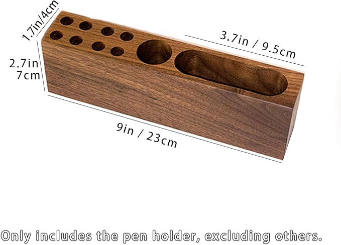 LiTY Pen Holder for Desk, Acacia Wooden Pencil Stand, Solid Wood Business Card Holder, Fountain Pen Organizer, Minimalist Aesthetic Office Stationery Desk Decor-DeskoryOffice