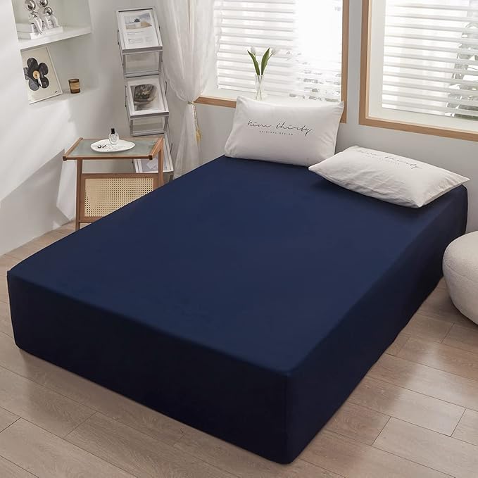 Bedding Twin Size Fitted Sheet Only-Twin Size Deep Pocket Bottom Sheet Fits - Image 2