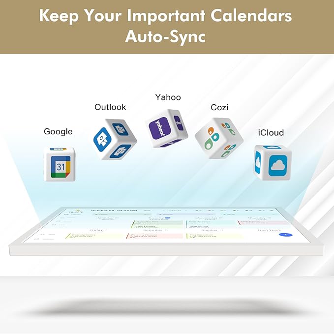 Digital Calendar Chore-Chart for-Family-Meal Planner - 27 inch Touchscreen Interactive Display Smart Calendar for Family To Do List, Dual-WiFi, Auto-Sync Google iCloud Outlook Calendars, Wall Mounted-DeskoryOffice