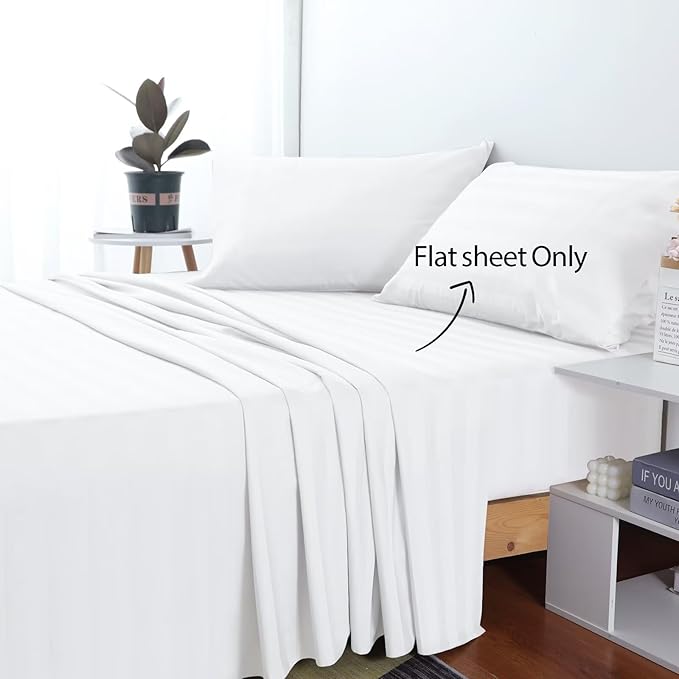 2-Pack Cotton Queen Flat Sheet Only, 600 Thread Count 100% Egyptian Cotton Top - Image 2