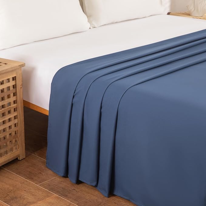 Twin Flat Sheet Only，66x96Inch Dark Blue - Image 3