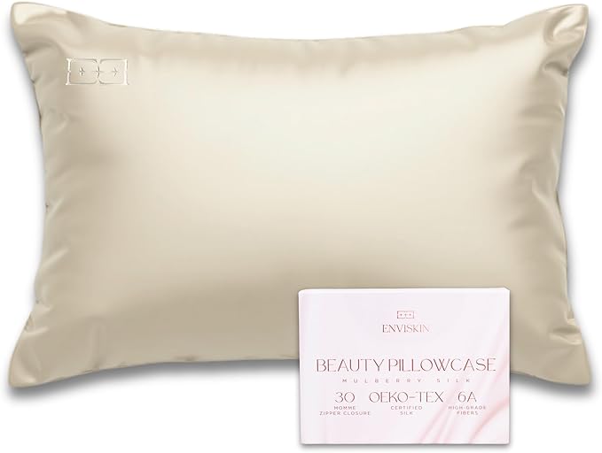 100% Mulberry Silk Pillowcase Infused by ENVISKIN