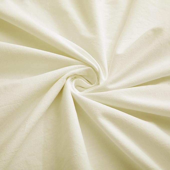 Cream White Cotton Duvet Cover Full Size, Linen-Like Natural Bedding Set - Image 6