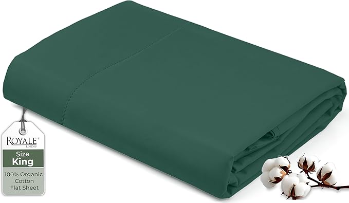 Royale Linens 100% Organic Cotton King Flat Sheet Only by ROYALELINENS