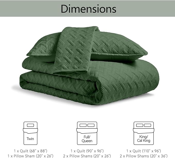 FLYMME Queen Quilt Bedding Set Olive Green Lightweight Bedspreads Full Size - Image 7