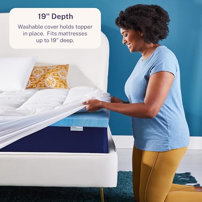 Sleep Innovations Dual Layer 4 Inch Memory Foam Mattress Topper, Full Size - Image 5