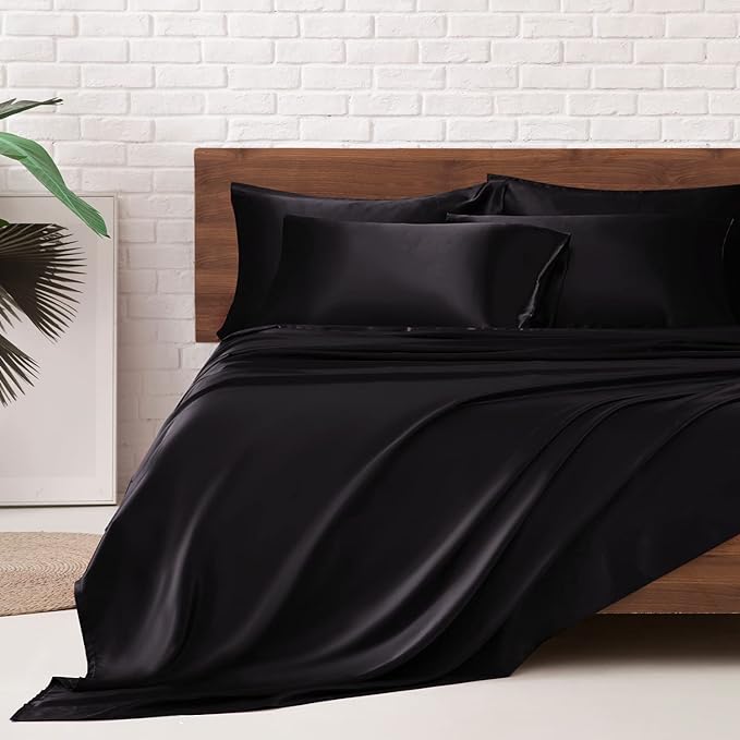 MR&HM Satin Bed Sheets, Full Size Sheets Set by MRHM