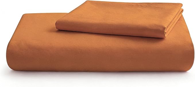LOVQUE Burnt Orange Cotton Duvet Cover Twin Size, Linen Like Natural Bedding Set - Image 7