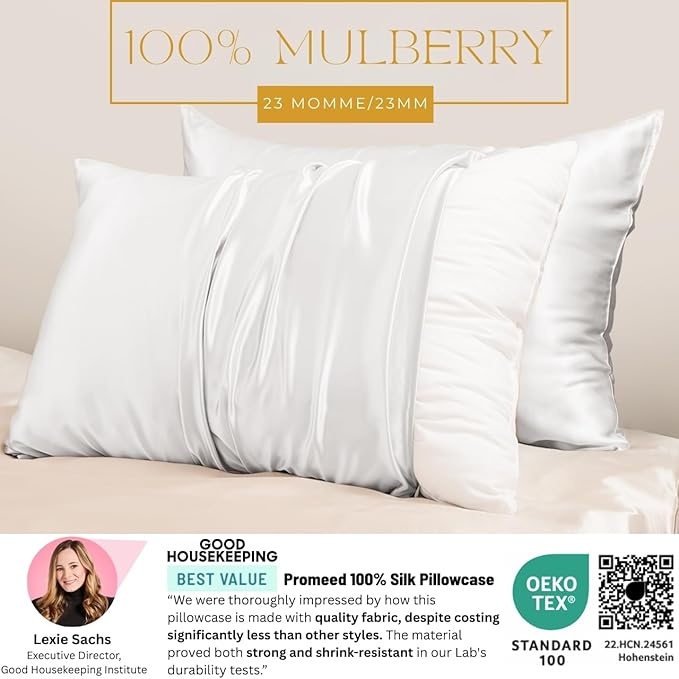 PROMEED 100% Mulberry Silk Pillowcases 2 Pack King Size, 23 Momme 6A+ Grade - Image 2