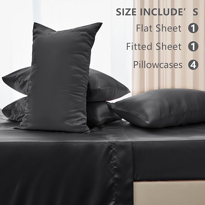 CozyLux Satin Sheets King Size Sheet Set - Image 2
