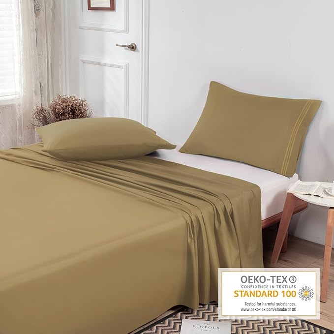 Lirex Twin Size Flat Sheet Only，Ultra Soft & Breathable Brushed 1800 - Image 4
