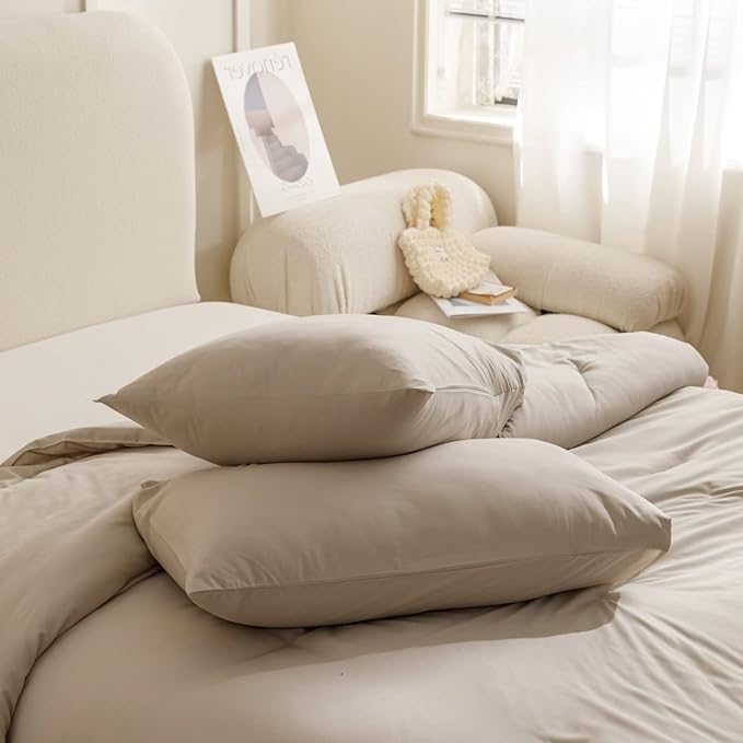 ROSGONIA Oversized Queen Comforter Oatmeal - Image 6