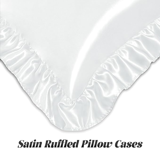 Homiest Ruffle Satin Body Pillow Cover, Silky Satin Body Pillowcase - Image 4