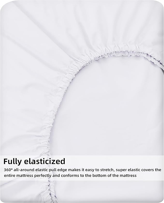 HBHLFZ Twin Fitted Sheet Only, Soft Breathable Bottom Sheet - Image 5