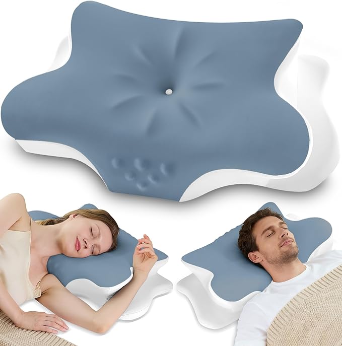 Cervical Neck Pillow for Pain Relief – Ergonomic Memory Foam Pillow for Side by VJASD