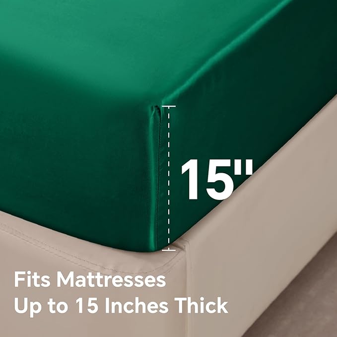 BEDELITE Satin Fitted Sheet and Pillowcase Set, Luxury Soft Similar to Silk - Image 5