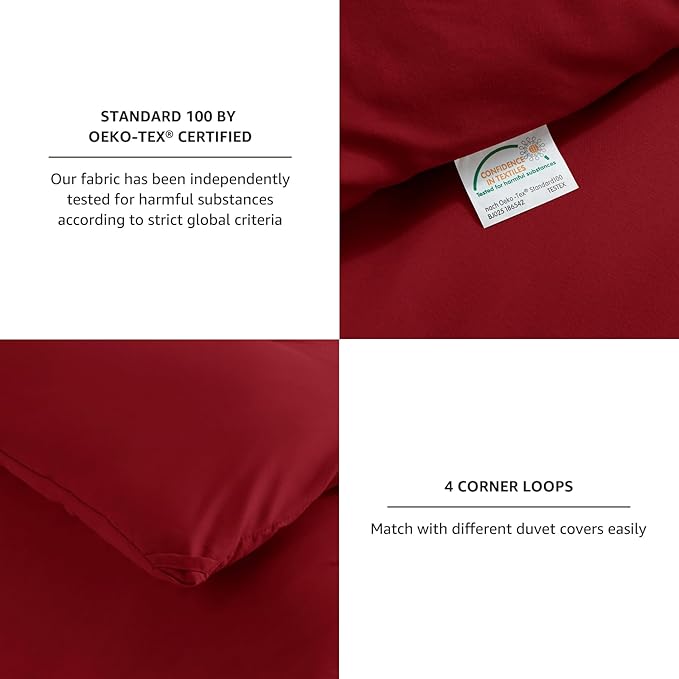 CozyLux Oversized King Comforter Set Dark Red, 3 Pieces 120x98 Solid Breathable - Image 4
