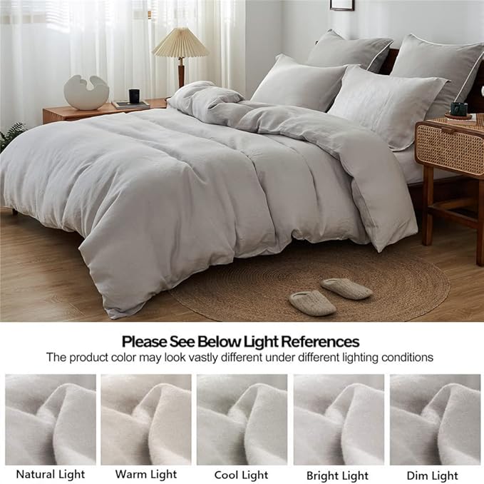 Simple&Opulence 100% Linen Duvet Cover Set 2pcs Basic Style Natural French - Image 5