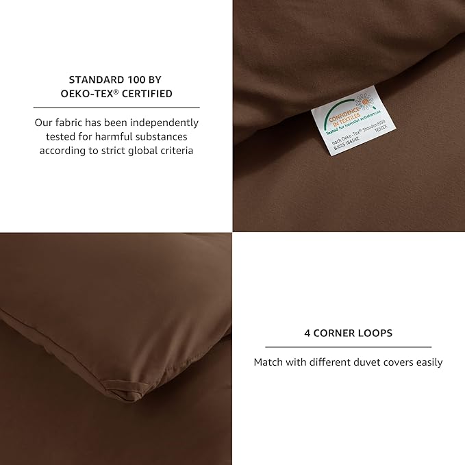 CozyLux Oversized King Comforter Set Brown, 3 Pieces 120x98 Solid Breathable - Image 4