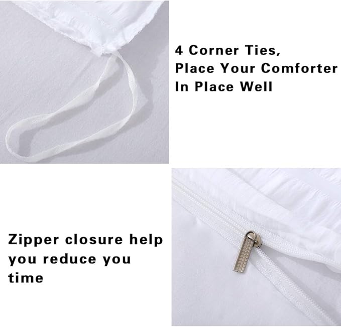 AveLom White Duvet Cover King, 3 Pieces, Seersucker Textured Ultra Soft Washed - Image 5